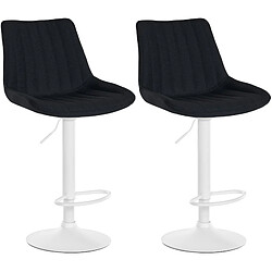 Non Lot de 2 tabourets de bar Toni tissu blanc 