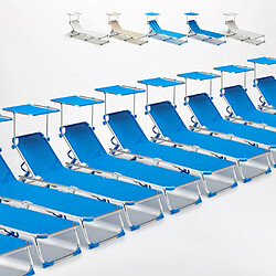 Beach And Garden Design 24 transats chaises pour la mer pliants avec paresol California, Couleur: Bleu