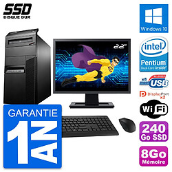 PC Tour Lenovo M93p Ecran 22" Intel G3220 RAM 8Go SSD 240Go Windows 10 Wifi - Occasion