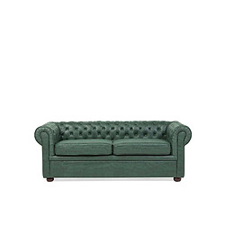 Beliani Canapé 3 places en cuir PU vert CHESTERFIELD