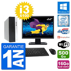 PC HP 400 G4 SFF Ecran 22" Intel i3-6100 RAM 16Go Disque 500Go Windows 10 Wifi · Occasion 