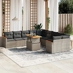 vidaXL Salon de jardin 11 pcs avec coussins gris résine tressée 