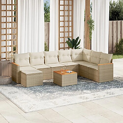 Maison Chic Salon de jardin avec coussins 9 pcs, Ensemble Tables et chaises de jardin, beige résine tressée -GKD978414