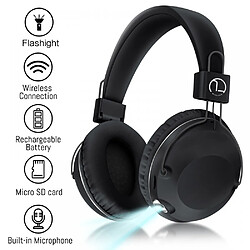 General Casque Bluetooth sur l'oreille, casque stéréo pliable léger sans fil et filaire avec micro, contrôle du volume, casque Bluetooth 5.3 pour voyage/tablette/PC(noir)