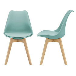 Helloshop26 Lot de 2 chaises siège de salle à manger cuisine scandinave similicuir hêtre 81 cm vert 03_0002771