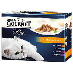 Sachets Perle Les Filettines avec Viandes et Poissons pour Chat - Gourmet - 12x85g