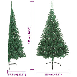 vidaXL Sapin de Noël artificiel moitié avec support vert 180 cm PVC pas cher