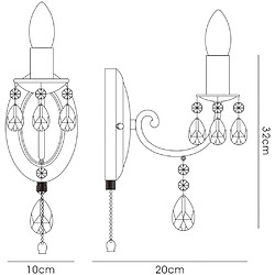 Avis Luminaire Center Applique murale Kyra avec interrupteur 1 Ampoule nickel satiné/cristal