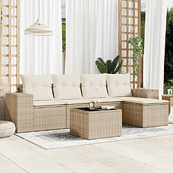 vidaXL Salon de jardin avec coussins 6 pcs beige résine tressée 