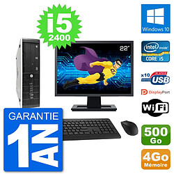 PC HP 8300 SFF Ecran 22" Intel i5-2400 RAM 4Go Disque 500Go Windows 10 Wifi - Occasion