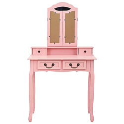 Avis vidaXL Ensemble de coiffeuse avec tabouret Rose 80x69x141 cm Paulownia