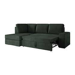 Acheter Loungitude Canapé d'angle gauche convertible ARTEMIS 4 places - Velours côtelé vert foncé - L246 x P174 x H96 cm