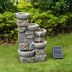 Fontaine de jardin cascade énergie solaire effet pierre batterie et LED gris marron Teamson Home PT-SF0003