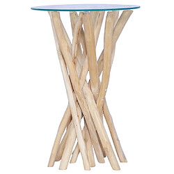 vidaXL Table basse avec dessus en verre 35x35x50cm Bois de teck massif