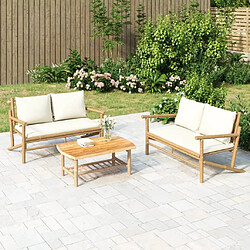 Maison Chic Banc de jardin avec coussins | Banquette de jardin | Chaise Relax blanc crème bambou -MN79944