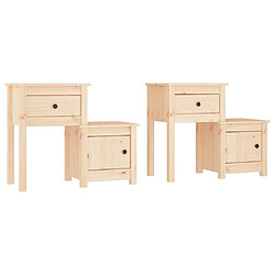 vidaXL Tables de chevet 2 pcs 79,5x38x65,5 cm Bois de pin massif