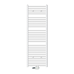 LuxeBath Radiateur de salle de bains Sahara 600 x 1800 mm, blanc, courbé avec raccord central y compris garniture de raccordement avec thermostat universel forme d'angle et traversante