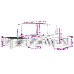 Acheter vidaXL Salon de jardin avec coussins 4 pcs bois d'acacia massif