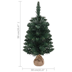 vidaXL Sapin de Noël artificiel pré-éclairé et supports vert 90 cm PVC pas cher