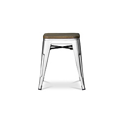 ICONIK INTERIOR Tabouret Design Industriel - Bois et Acier - 45cm -Stylix Lavande