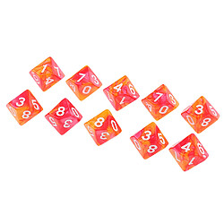 10pcs 10 face d10 polyhedral dice couleur double pour dg rpg mtg orange rouge