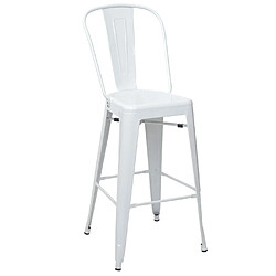 Mendler 4x tabouret de bar HWC-A73, chaise de comptoir avec dossier, métal, design industriel ~ blanc