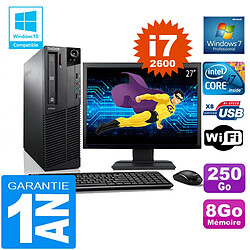 PC Lenovo M92p SFF Core I7-2600 Ram 8Go Disque 250 Go Wifi W7 Ecran 27" - Occasion