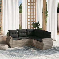 vidaXL Salon de jardin 5 pcs avec coussins gris clair résine tressée 