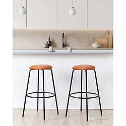 Beliani Tabouret de bar Set de 2 Velours Orange MORTON