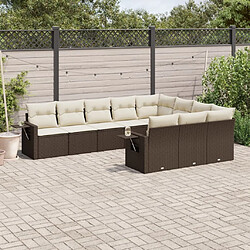 Maison Chic Salon de jardin 10 pcs avec coussins, Ensemble Tables et chaises d'extérieur marron résine tressée -GKD252294