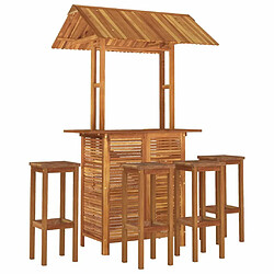 Avis Maison Chic Table de bar et chaises d'extérieur 5 pcs,Ensemble de bar de jardin pour relax Bois d'acacia solide -GKD294159