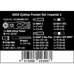 Wera 8009 Zyklop Pocket Set Imperial 2, Bit-Satz