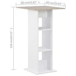 vidaXL Table de bar Blanc et béton 60x60x110 cm pas cher