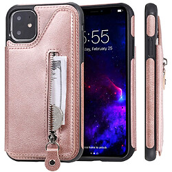 Wewoo Coque Pour étui de protection antichoc à double boucle de couleur solide iphone 11 or rose