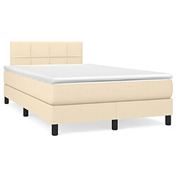 Maison Chic Lit adulte- Lit + matelas + LED,Sommier à lattes de lit matelas et LED crème 120x190 cm tissu -GKD32714