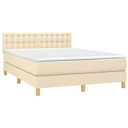 Avis Sommier à lattes LED,Cadre à lattes de lit avec matelas pour Adulte Crème 140x190 cm Tissu -MN73952