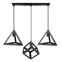 STOEX Retro Lustre industriel métal cage triangle cube suspension luminaire 3 la