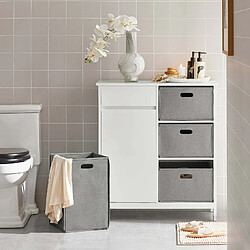 SoBuy BZR77-W Meuble Bas de Salle de Bain, Armoire à Linge avec Sacs à Linge, Corbeille à Linge, Coffre à Linge