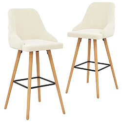 vidaXL Chaises de bar lot de 2 crème velours 