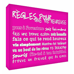 Feel Good Art Règles pour une Vie Heureuse Bloc Décoratif en Acrylique Rose Vif 14,5 x 10,5 x 2 cm