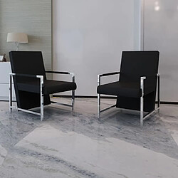 Maison Chic Fauteuil relax,Chairs lot de 2 avec cadre chromé noir similicuir -MN54260