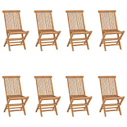 vidaXL Chaises pliables de jardin lot de 8 Bois de teck solide 