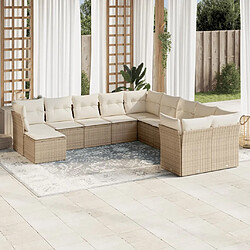 vidaXL Salon de jardin 11 pcs avec coussins beige résine tressée