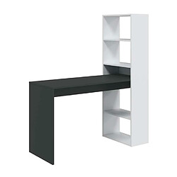 MIRAKEMUEBLE Bureau Duplo avec étagères - Blanc/Anthracite Blanco Artik - Antracita Gray