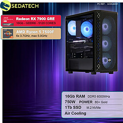 Sedatech PC Gamer • AMD Ryzen 5 7500F • RX 7900 GRE • 16Go DDR5 • 1To SSD M.2 • sans OS