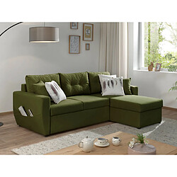 Bestmobilier Astoria - canapé d'angle réversible - convertible avec coffre - style contemporain- 4 places Astoria - canapé d'angle réversible - convertible avec coffre - style contemporain- 4 places - Vert Olive