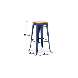 ICONIK INTERIOR Tabouret de bar - Design industriel - Bois et acier - 76cm - Nouvelle édition - Stylix Crème pas cher