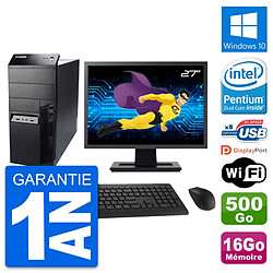 PC Tour Lenovo M91p Ecran 27" Intel G630 RAM 16Go Disque 500Go Windows 10 Wifi - Occasion