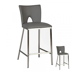 Dansmamaison Duo de Tabourets de bar Simili cuir Gris - BOLO Duo de Tabourets de bar Simili cuir Gris - BOLO - L 52 x l 45 x H 93 cm