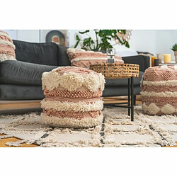 Paris Prix Pouf Bohème Fait à la Main Bohist 35cm Rose & Crème